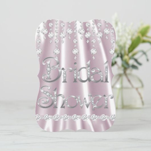 Vrijgezellenfeest Roze Zijderzijde Diamond Crystal Kaart (Staand voorkant)