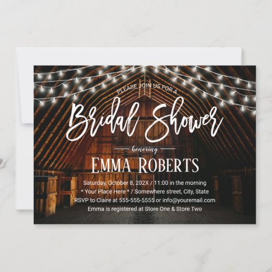 Vrijgezellenfeest Rustic Barn Wedding String Light Kaart (Voorkant)