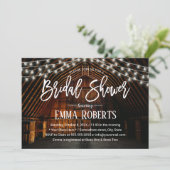 Vrijgezellenfeest Rustic Barn Wedding String Light Kaart (Staand voorkant)