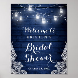 Vrijgezellenfeest Rustic Blue Mason Jar Lights Lac Poster