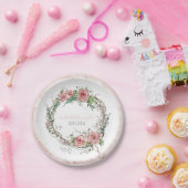 Vrijgezellenfeest Rustic Boho Wreath Roos Branch L Papieren Bordje (Feest)