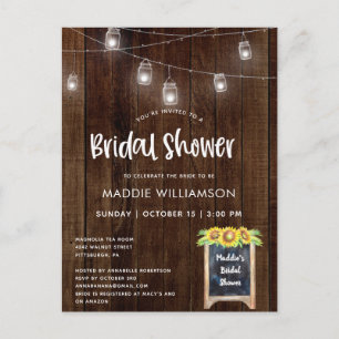 Vrijgezellenfeest Rustic Bridal Shower Invitation  Briefkaart