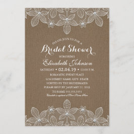 vrijgezellenfeest Rustic Burlap Lace Elegant Kaart