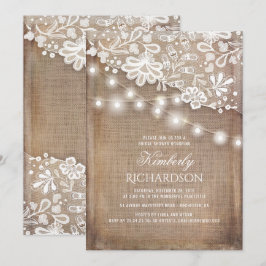 Vrijgezellenfeest Rustic Burlap String Lights Lace Kaart