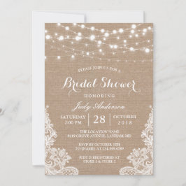 Vrijgezellenfeest Rustic Burlap String Lights Lace Kaart