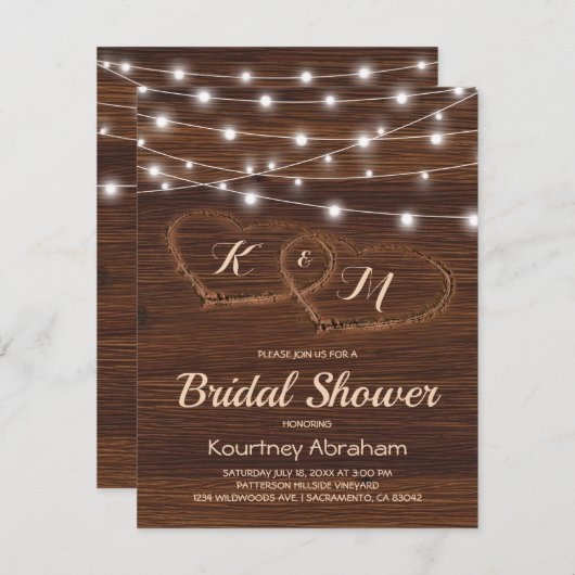 Vrijgezellenfeest Rustic Country String Lights Kaart (Voorkant / Achterkant)