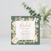 Vrijgezellenfeest "Rustic Earthy Soft Peach Floral Kaart (Staand voorkant)