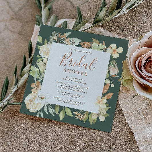 Vrijgezellenfeest "Rustic Earthy Soft Peach Floral Kaart
