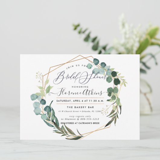 Vrijgezellenfeest Rustic Eucalyptus Greenery Kaart (Staand voorkant)