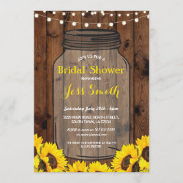 vrijgezellenfeest Rustic Jar Wood SunflowER Invite Kaart