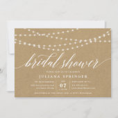 Vrijgezellenfeest Rustic Kraft String Lights Kaart (Voorkant)