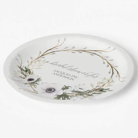 Vrijgezellenfeest Rustic Krans Anemone Twig Krans Papieren Bordje (Gekanteld)