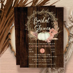 Vrijgezellenfeest - Rustic Pumpkin Pampas Wreath Kaart<br><div class="desc">Landkreeften,  witte pompoen met een gedroogde pompoen met een drooggewicht tot terracotta roze hydrangea floral met pampas en andere gedroogde grassen met een geadorneerd twijgblad met een "Vrijgezellenfeest" op een donkergekleurde faux-achtergrond. Dit superieure ontwerp van een composiet ontwerp van de Holiday Hearts-Design (gereserveerde rechten).</div>