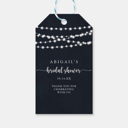 Vrijgezellenfeest Rustic String Lights Cadeaulabel (Voorkant)