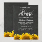 Vrijgezellenfeest Rustic Sunflower Black Chalkboar Kaart (Voorkant / Achterkant)