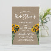 Vrijgezellenfeest Rustic Sunflower  Burlap Kaart (Staand voorkant)