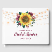 Vrijgezellenfeest Rustic Sunflower String Lights Gastenboek (Voorkant)
