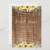 Vrijgezellenfeest Rustic Sunflower String Lights Kaart (Voorkant)