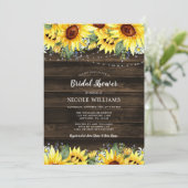 Vrijgezellenfeest Rustic Sunflower String Lights Kaart (Staand voorkant)