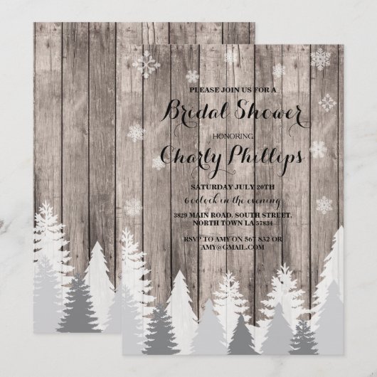 vrijgezellenfeest Rustic Winter Forest Trees Invit Kaart (Voorkant / Achterkant)