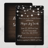Vrijgezellenfeest Rustic Wood en String Lights Kaart (Voorkant / Achterkant)
