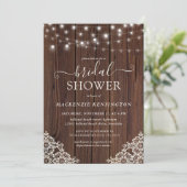 Vrijgezellenfeest Rustic Wood en String Lights Kaart (Staand voorkant)