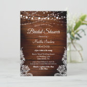 Vrijgezellenfeest Rustic Wood en String Lights Kaart (Staand voorkant)