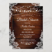 Vrijgezellenfeest Rustic Wood en String Lights Kaart (Voorkant / Achterkant)