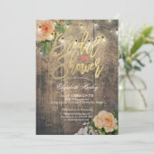 Vrijgezellenfeest Rustic Wood Floral String Lights Kaart (Staand voorkant)