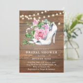 Vrijgezellenfeest Rustic Wood Floral String Lights Kaart (Staand voorkant)