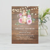 Vrijgezellenfeest Rustic Wood Floral String Lights Kaart (Staand voorkant)