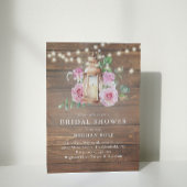 Vrijgezellenfeest Rustic Wood Floral String Lights Kaart