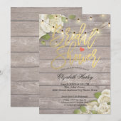 Vrijgezellenfeest Rustic Wood Floral String Lights Kaart (Voorkant / Achterkant)