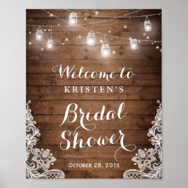 Vrijgezellenfeest Rustic Wood Mason Jar Lights Lac Poster