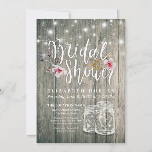 Vrijgezellenfeest Rustic Wood Mason Jar String Lig Kaart (Voorkant)