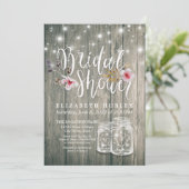 Vrijgezellenfeest Rustic Wood Mason Jar String Lig Kaart (Staand voorkant)