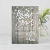 Vrijgezellenfeest Rustic Wood Mason Jar String Lig Kaart (Staand voorkant)