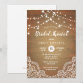 Vrijgezellenfeest Rustic Wood String Lights Kaart (Voorkant / Achterkant)