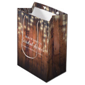 Vrijgezellenfeest Rustic Wood String Lights Medium Cadeauzakje (Voorkant Gekanteld)