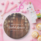 Vrijgezellenfeest Rustic Wood String Lights Papieren Bordje (Feest)