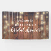 Vrijgezellenfeest Rustic Wood String Lights Spandoek (Horizontaal)