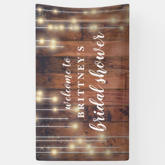 Vrijgezellenfeest Rustic Wood String Lights Spandoek (Verticaal)