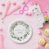 Vrijgezellenfeest Rustic Wreath Anemone Olive Leav Papieren Bordje (Feest)