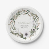 Vrijgezellenfeest Rustic Wreath Anemone Olive Leav Papieren Bordje (Voorkant)