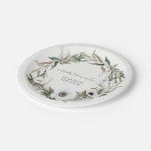 Vrijgezellenfeest Rustic Wreath Anemone Olive Leav Papieren Bordje (Gekanteld)