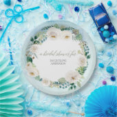 Vrijgezellenfeest Rustic Wreath Blue White Roses Papieren Bordje (Feest)