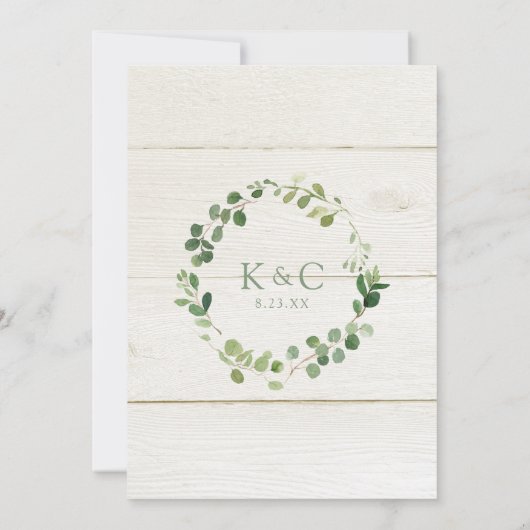 Vrijgezellenfeest - Rustiek eucalyptus groen Kaart (Achterkant)