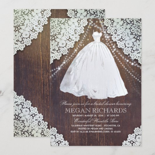 Vrijgezellenfeest | rustiek hout | Kant | bruidsju Kaart (Voorkant / Achterkant)