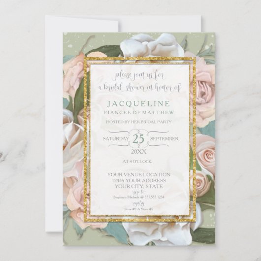 Vrijgezellenfeest Rustiek Romantisch Roze Rose Blo Kaart (Voorkant)