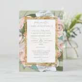 Vrijgezellenfeest Rustiek Romantisch Roze Rose Blo Kaart (Staand voorkant)